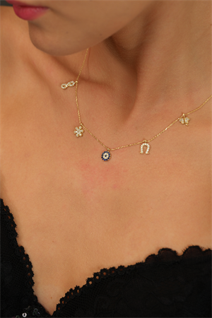 14 Ayar Altın Özel Tasarım Şans Kolyesi