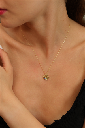 14 Ayar Altın Point Yonca Kolye