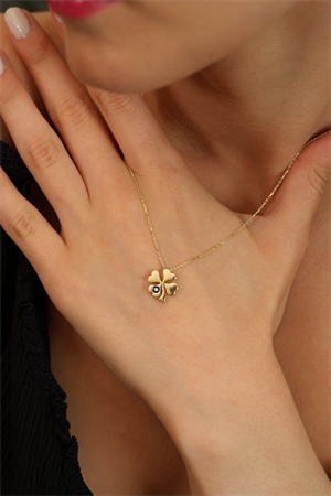 14 Ayar Altın Point Yonca Kolye