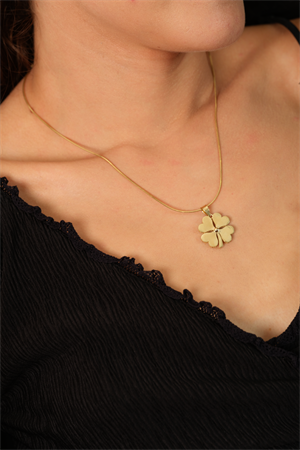 14 Ayar Altın Sade Yonca Kolye