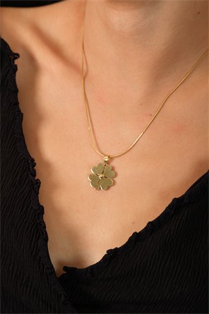 14 Ayar Altın Sade Yonca Kolye