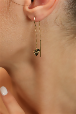 14 Ayar Altın Sallantılı Kalp Küpe