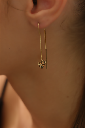 14 Ayar Altın Sallantılı Kalp Küpe