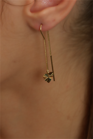 14 Ayar Altın Sallantılı Kalp Küpe