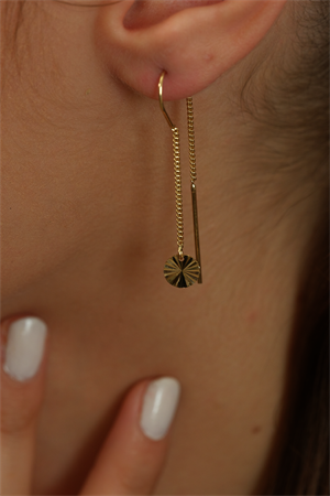 14 Ayar Altın Sallantılı Pullu Küpe