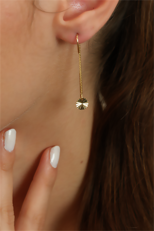 14 Ayar Altın Sallantılı Pullu Küpe