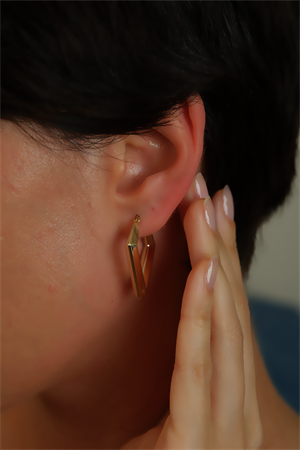 14 Ayar Altın Shine Üçgen Küpe