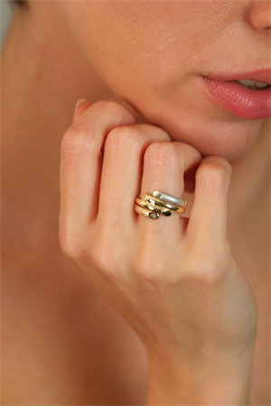 14 Ayar Altın Splendor Üç Renk Yüzük