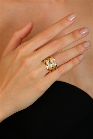 14 Ayar Altın Taşlı Kaburga Yüzük