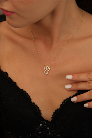 14 Ayar Altın Taşlı Melek Figürlü Kolye