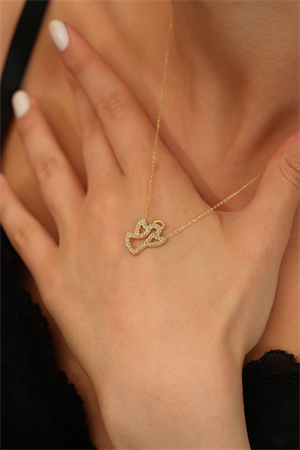 14 Ayar Altın Taşlı Melek Figürlü Kolye