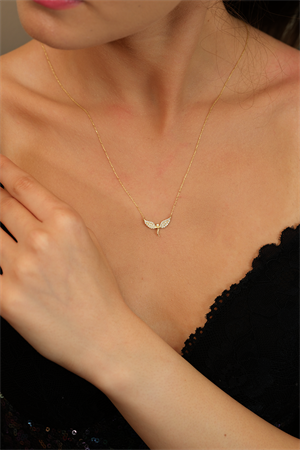 14 Ayar Altın Taşlı Melek Kolye