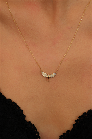 14 Ayar Altın Taşlı Melek Kolye