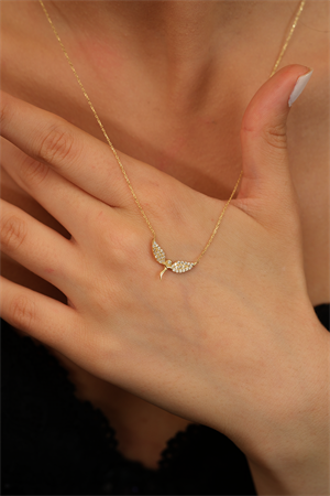 14 Ayar Altın Taşlı Melek Kolye