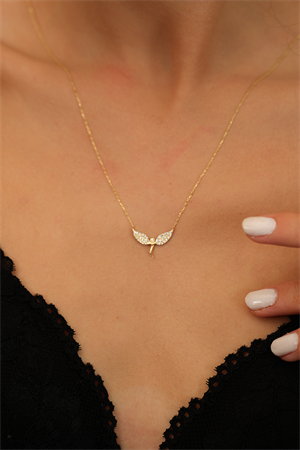 14 Ayar Altın Taşlı Melek Kolye