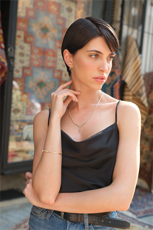 14 Ayar Altın Taşlı Tasarım Su Yolu Set