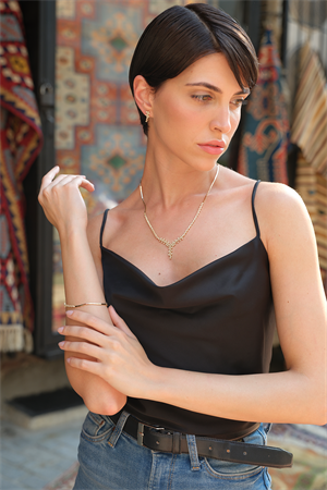 14 Ayar Altın Taşlı Tasarım Su Yolu Set