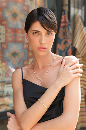 14 Ayar Altın Taşlı Tasarım Su Yolu Set