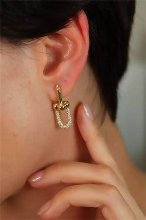 14 Ayar Altın Taşlı Tiffany Küpe