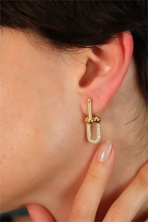 14 Ayar Altın Taşlı Tiffany Küpe