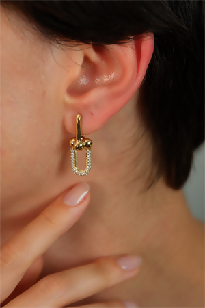 14 Ayar Altın Taşlı Tiffany Küpe