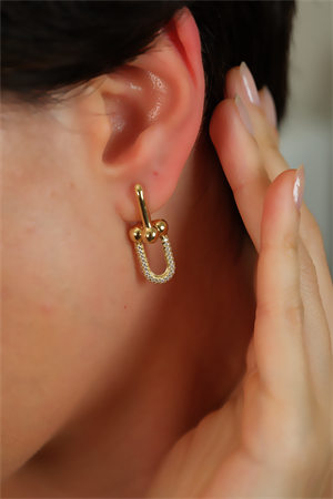 14 Ayar Altın Taşlı Tiffany Küpe