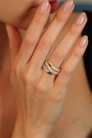 14 Ayar Altın Taşlı Üç Renk Yüzük