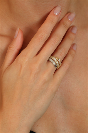 14 Ayar Altın Taşlı Üç Renk Yüzük