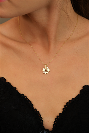 14 Ayar Altın Taşlı Yonca Kolye