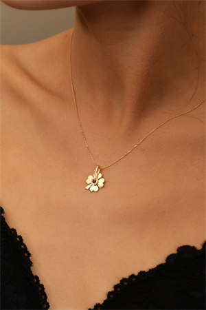 14 Ayar Altın Taşlı Yonca Kolye