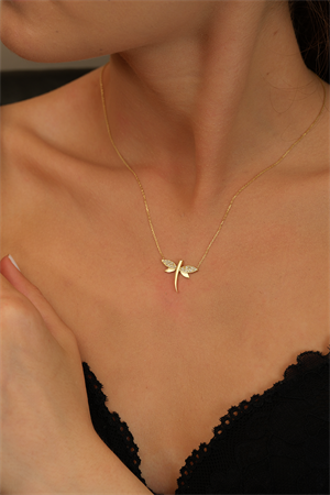 14 Ayar Altın Taşlı Yusufçuk Kolye