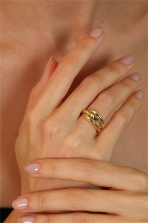 14 Ayar Altın Tek Renk Kaburga Yüzük