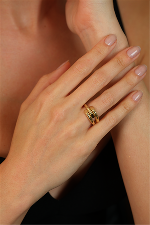 14 Ayar Altın Tek Renk Kaburga Yüzük