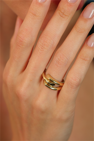 14 Ayar Altın Tek Renk Kaburga Yüzük