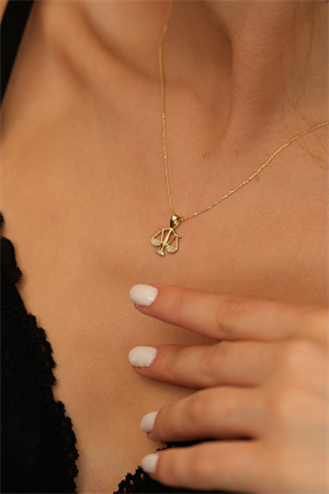 14 Ayar Altın Terazi Burcu Kolye