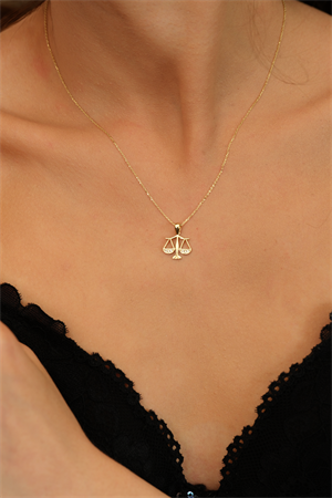 14 Ayar Altın Terazi Burcu Kolye