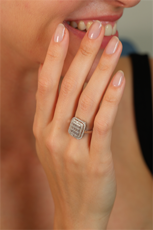 14 Ayar Altın Triple Row Baget Yüzük