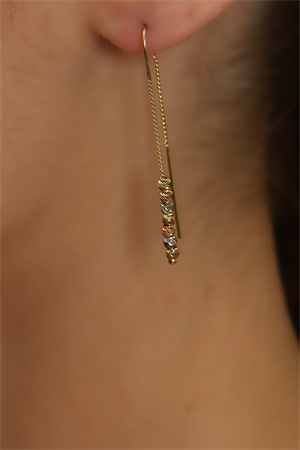 14 Ayar Altın Üç Renk Dorika Küpe