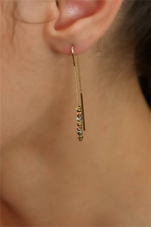 14 Ayar Altın Üç Renk Dorika Küpe