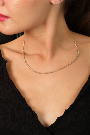 14 Ayar Altın Üç Renk Dorika Toplu Kolye