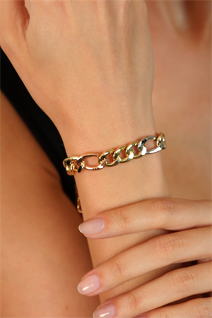 14 Ayar Altın Üç Renk Figaro Bileklik