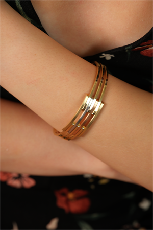 14 Ayar Altın Üç Renk Kaburga Kelepçe