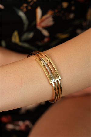 14 Ayar Altın Üç Renk Kaburga Kelepçe