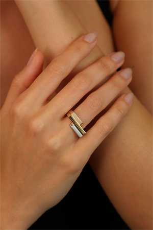 14 Ayar Altın Üç Renk Modern Yüzük