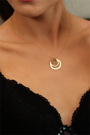 14 Ayar Altın Üçlü Plaka Kolye