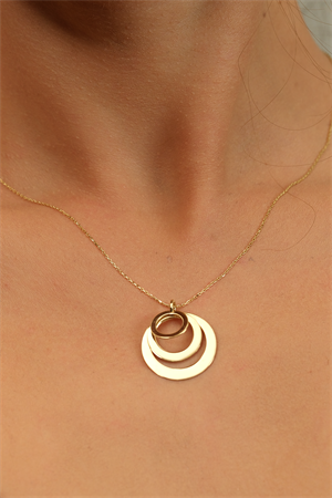 14 Ayar Altın Üçlü Plaka Kolye