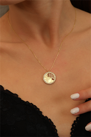 14 Ayar Altın Yaşam Çiçeği Kolye