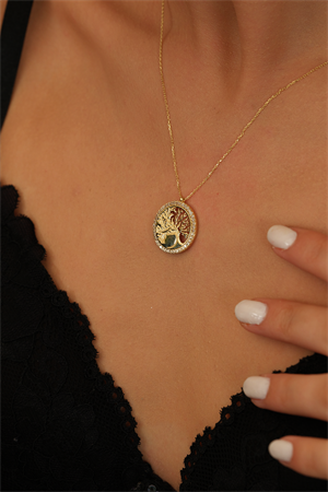 14 Ayar Altın Yaşam Çiçeği Kolye