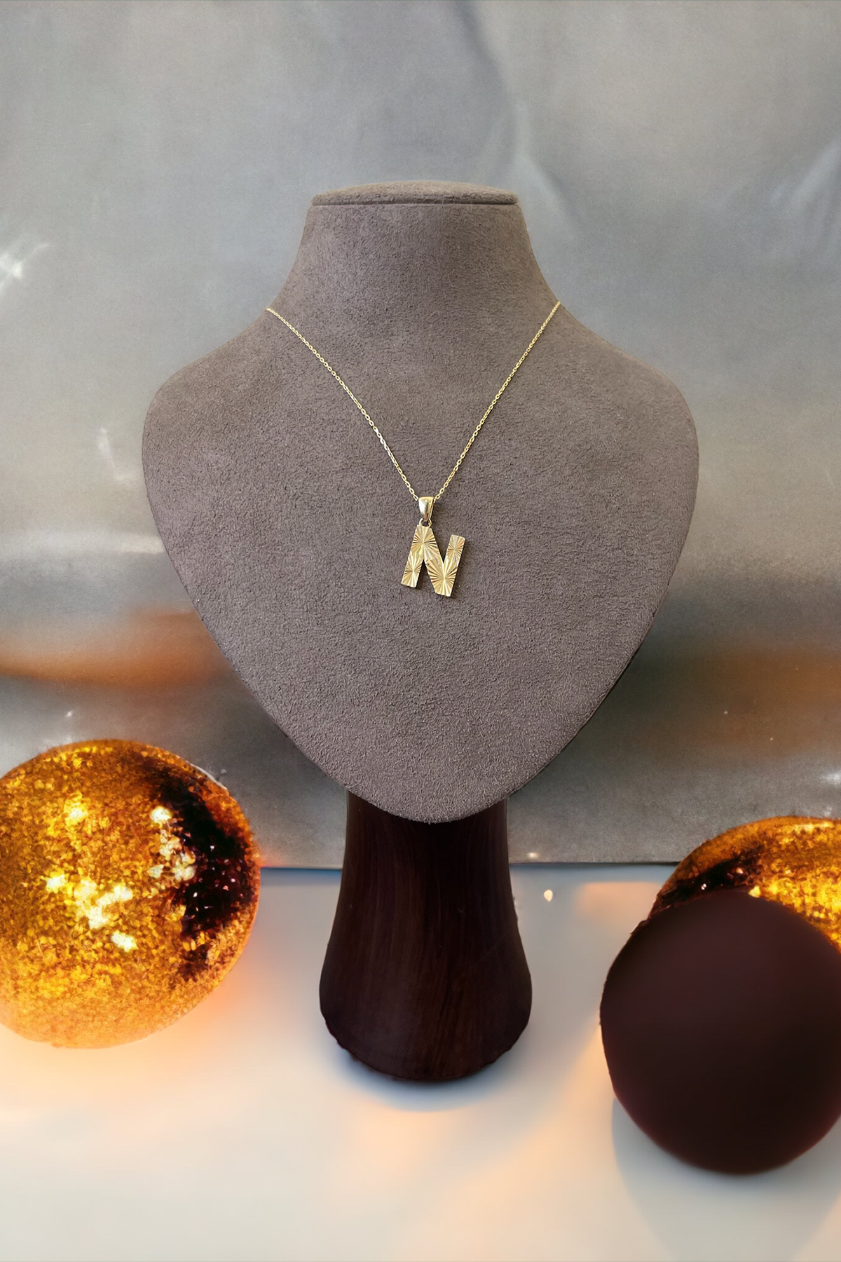 14 Ayar Altın N Harf Kolye Ucu