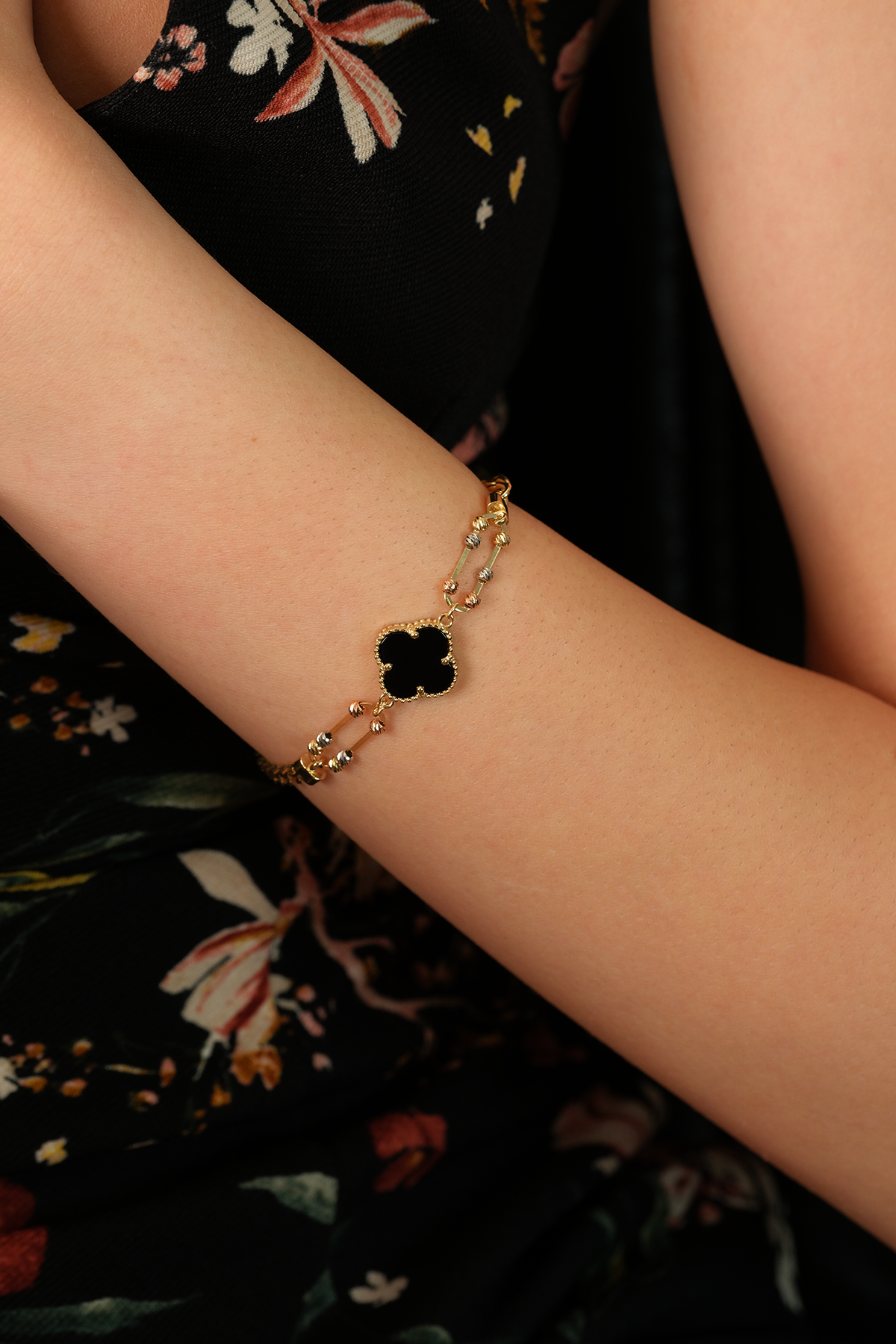 Siyah Yonca Dorikalı Gurmet Bileklik